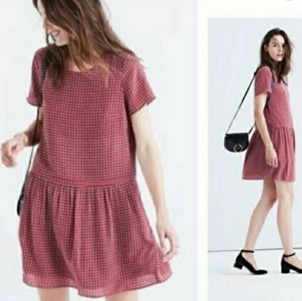 Madewell Size 0 Ascot Tile Patterned Red / Maroon Silk Dress
